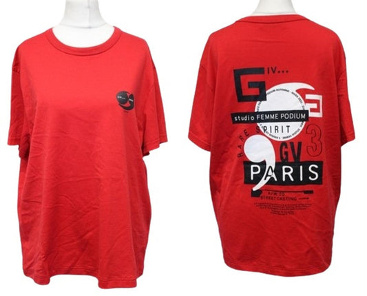 GIVENCHY Ladies Red Multi Large Back Logo Short Sleeve Cotton T-Shirt XS NEW