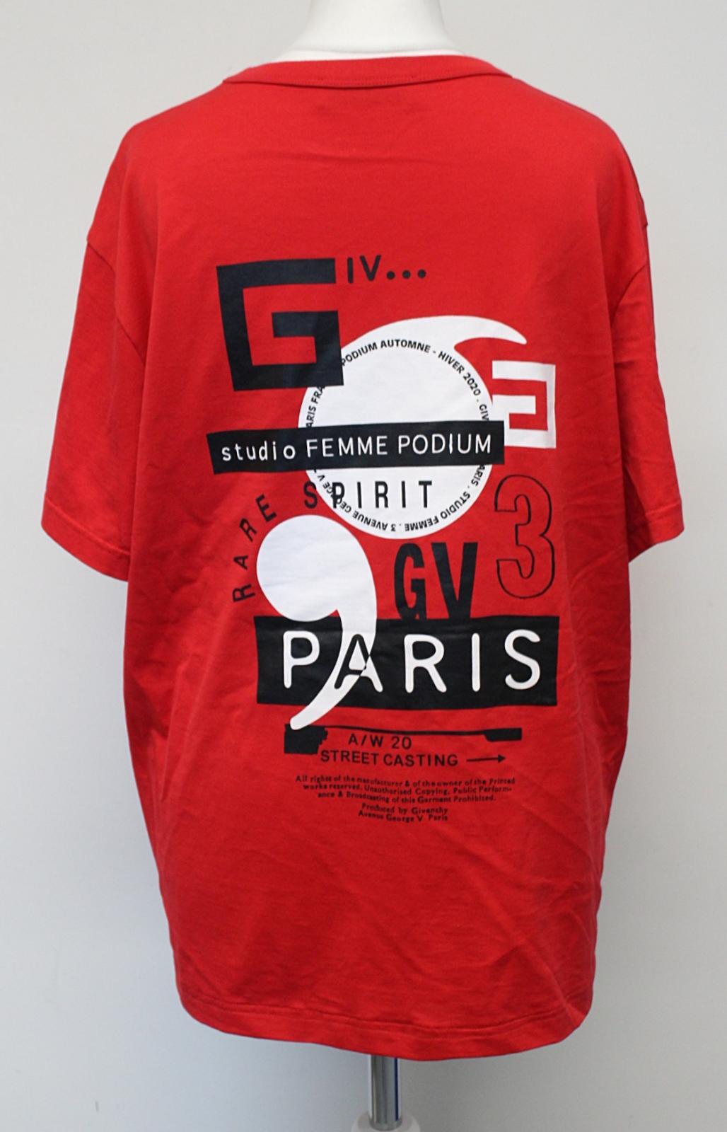 GIVENCHY Ladies Red Multi Large Back Logo Short Sleeve Cotton T-Shirt XS NEW