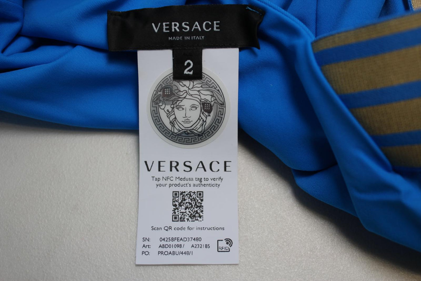 VERSACE Ladies Teal Blue Greca Strap Scoop Back One Piece Swimsuit 2/UK34 NEW