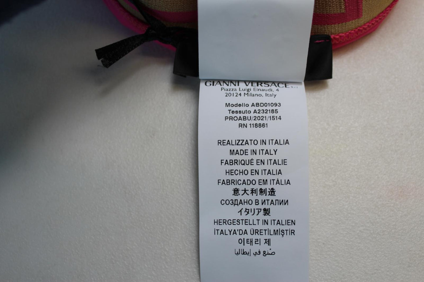 VERSACE Ladies Pink Gold Greca Logo Elasticated Waist Bikini Bottoms 3/L NEW