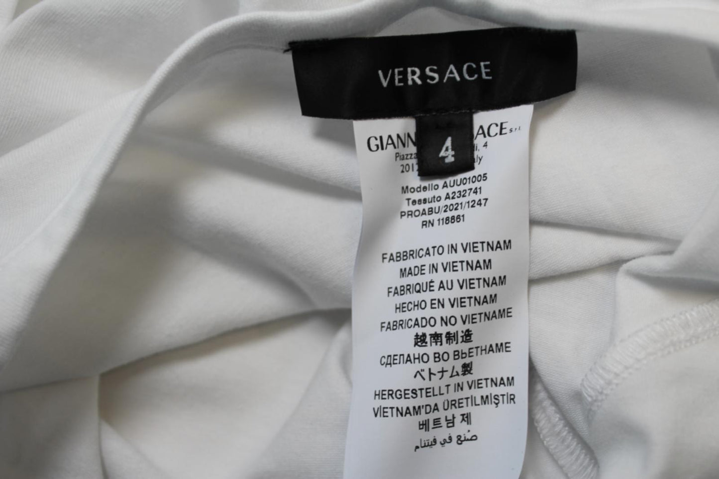 VERSACE Men's Optical White Short Sleeve Stretch Cotton Bi Pack T-Shirt 4/M NEW