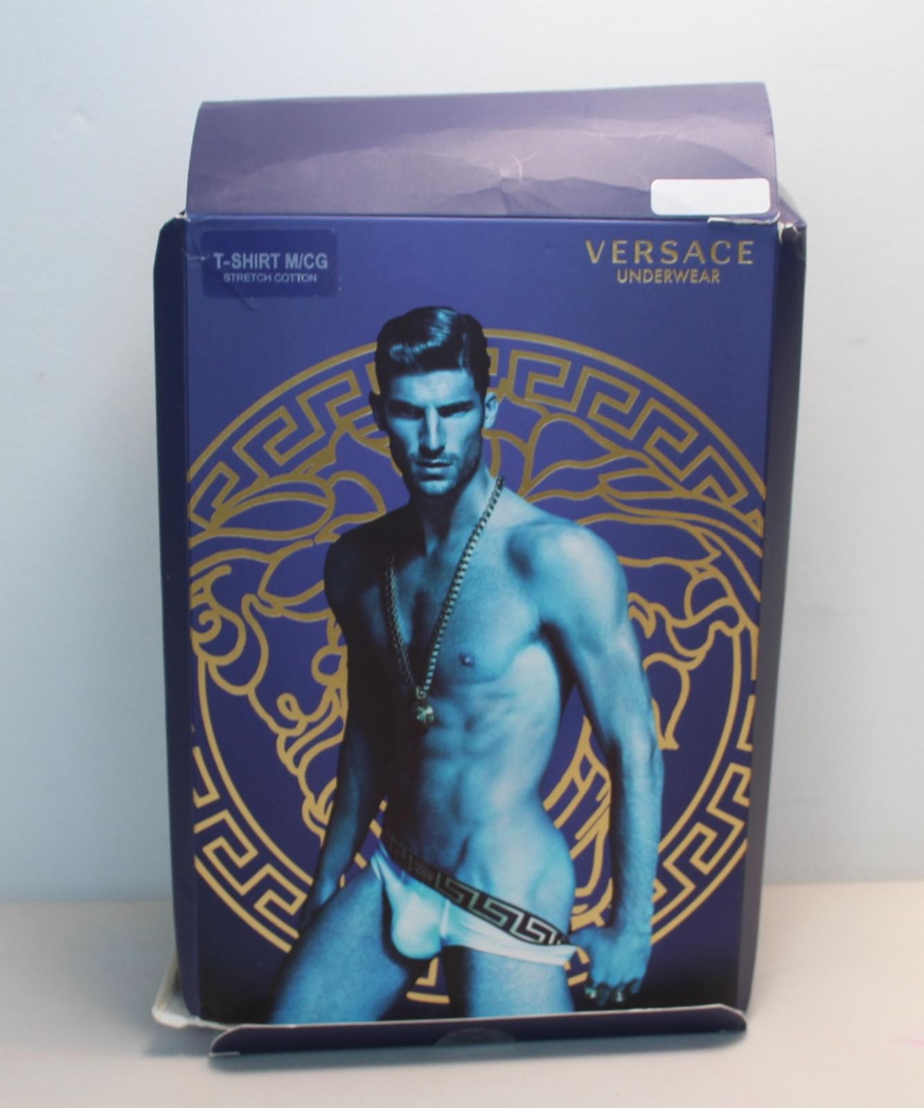 VERSACE Men's Optical White Short Sleeve Stretch Cotton Bi Pack T-Shirt 4/M NEW