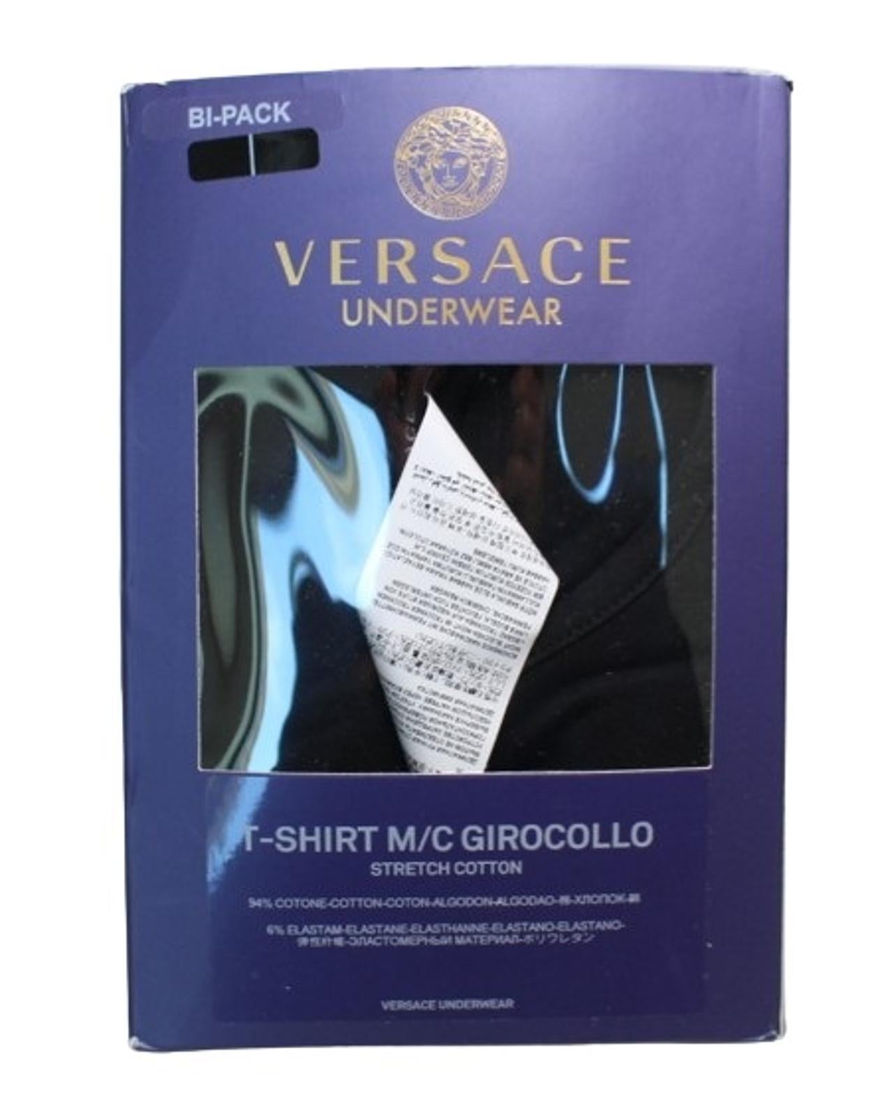 VERSACE Men's Black Short Sleeve Stretch Cotton Bi Pack T-Shirt 6/XL NEW