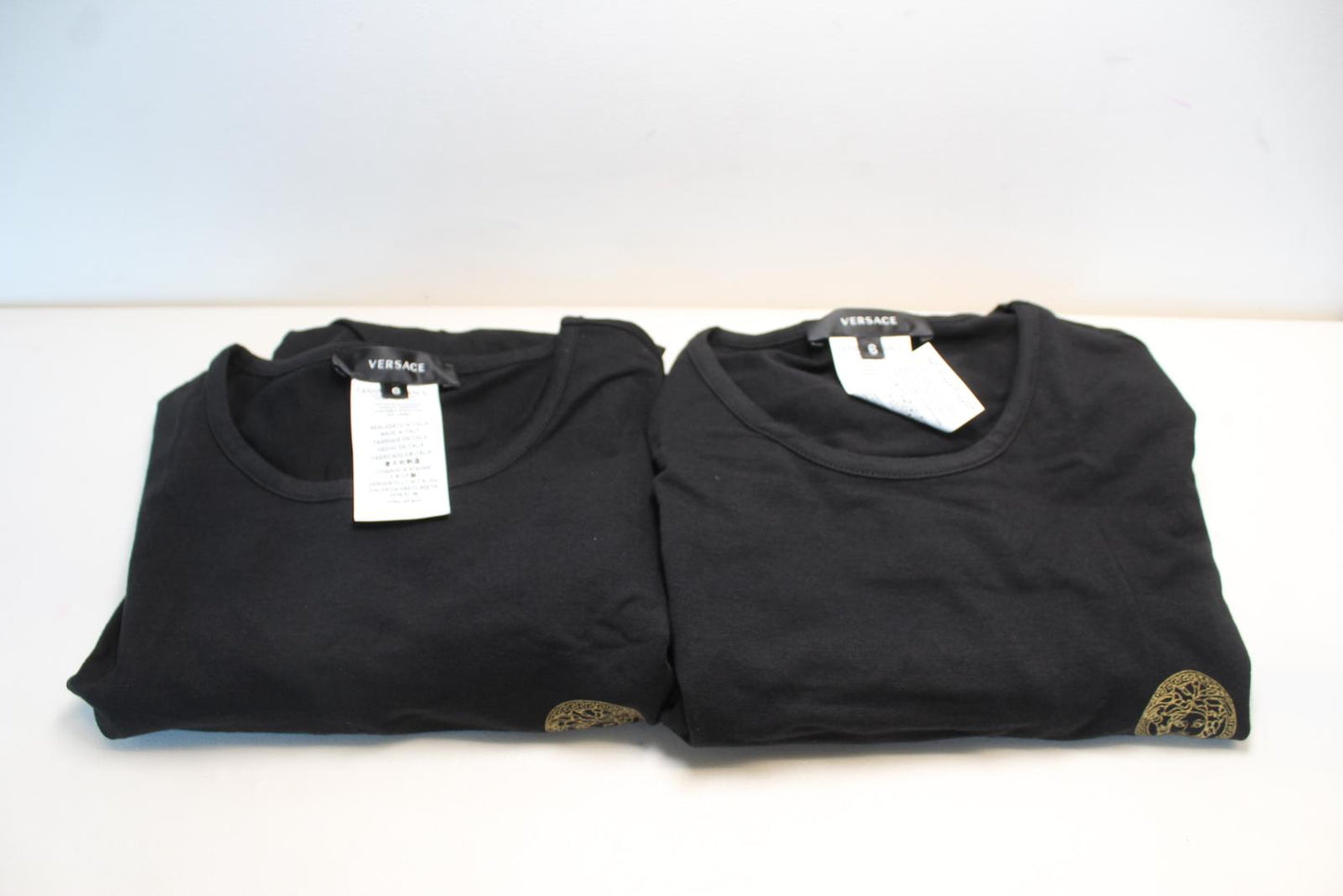 VERSACE Men's Black Short Sleeve Stretch Cotton Bi Pack T-Shirt 6/XL NEW