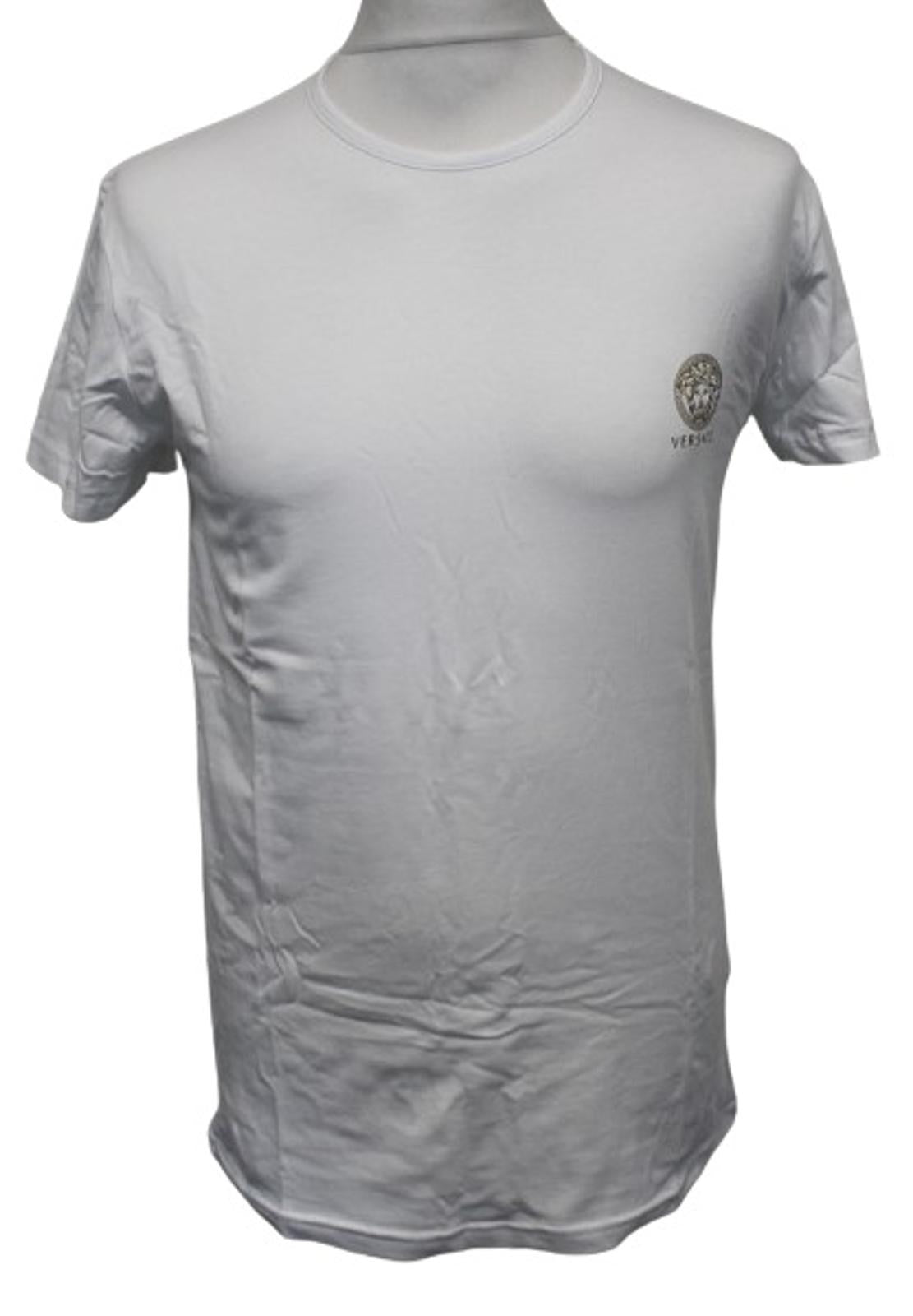 VERSACE Men's Optical White Short Sleeve Stretch Cotton Bi Pack T-Shirt 5/L NEW