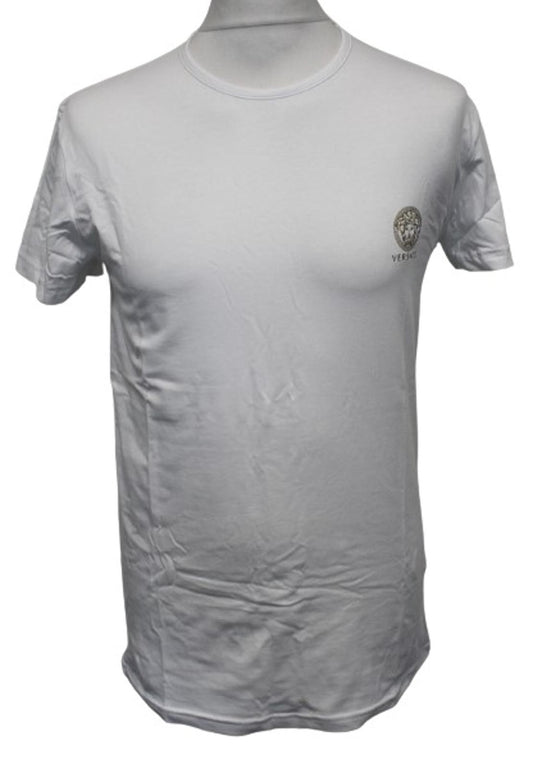 VERSACE Men's Optical White Short Sleeve Stretch Cotton Bi Pack T-Shirt 5/L NEW