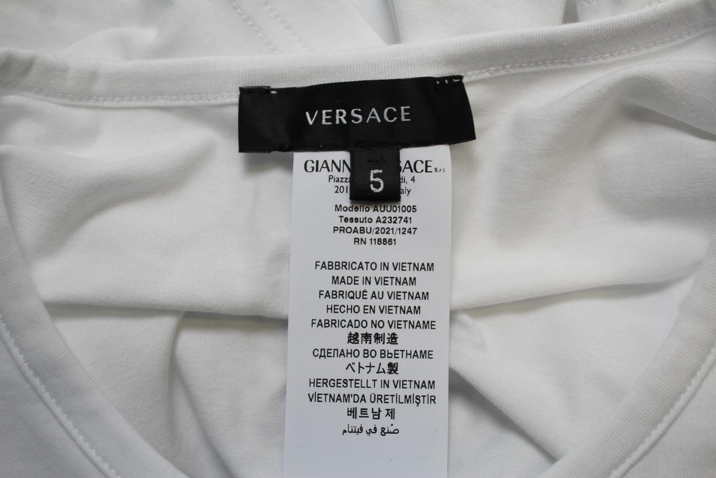 VERSACE Men's Optical White Short Sleeve Stretch Cotton Bi Pack T-Shirt 5/L NEW