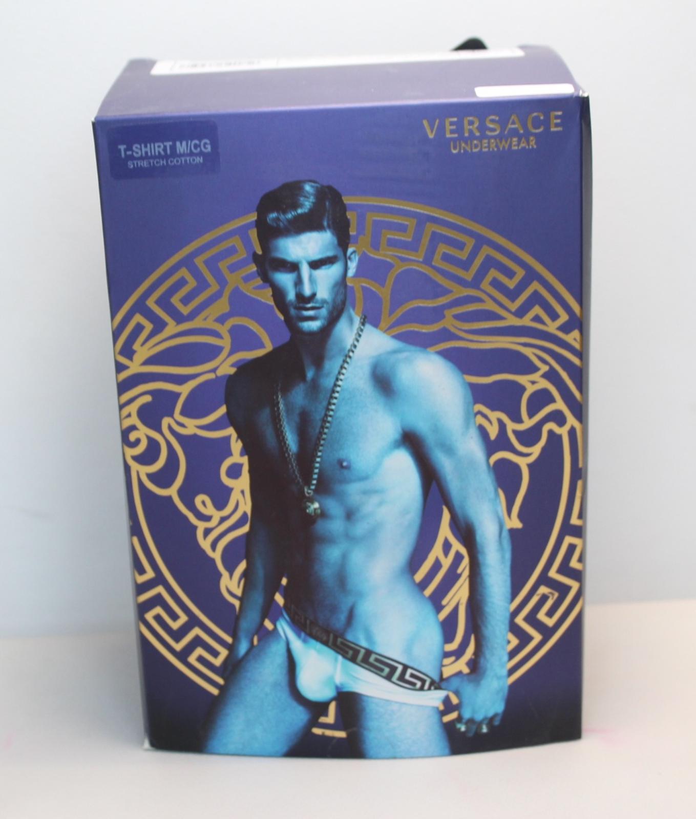 VERSACE Men's Optical White Short Sleeve Stretch Cotton Bi Pack T-Shirt 5/L NEW