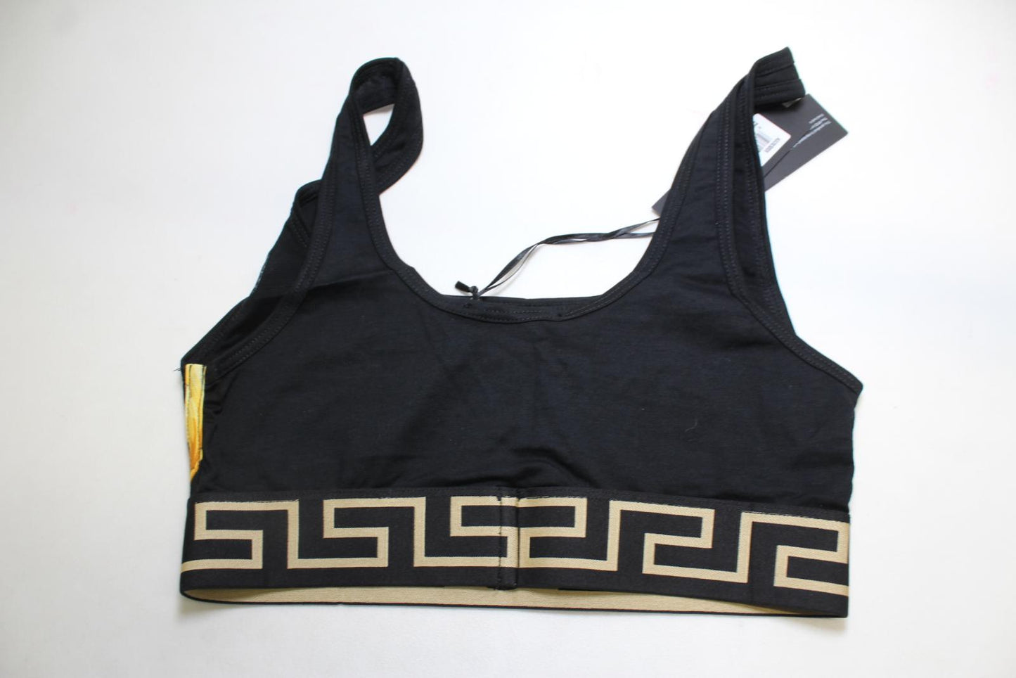 VERSACE Ladies Black Greca Details Medusa Cotton Sports Bra Top 1/UK32 NEW