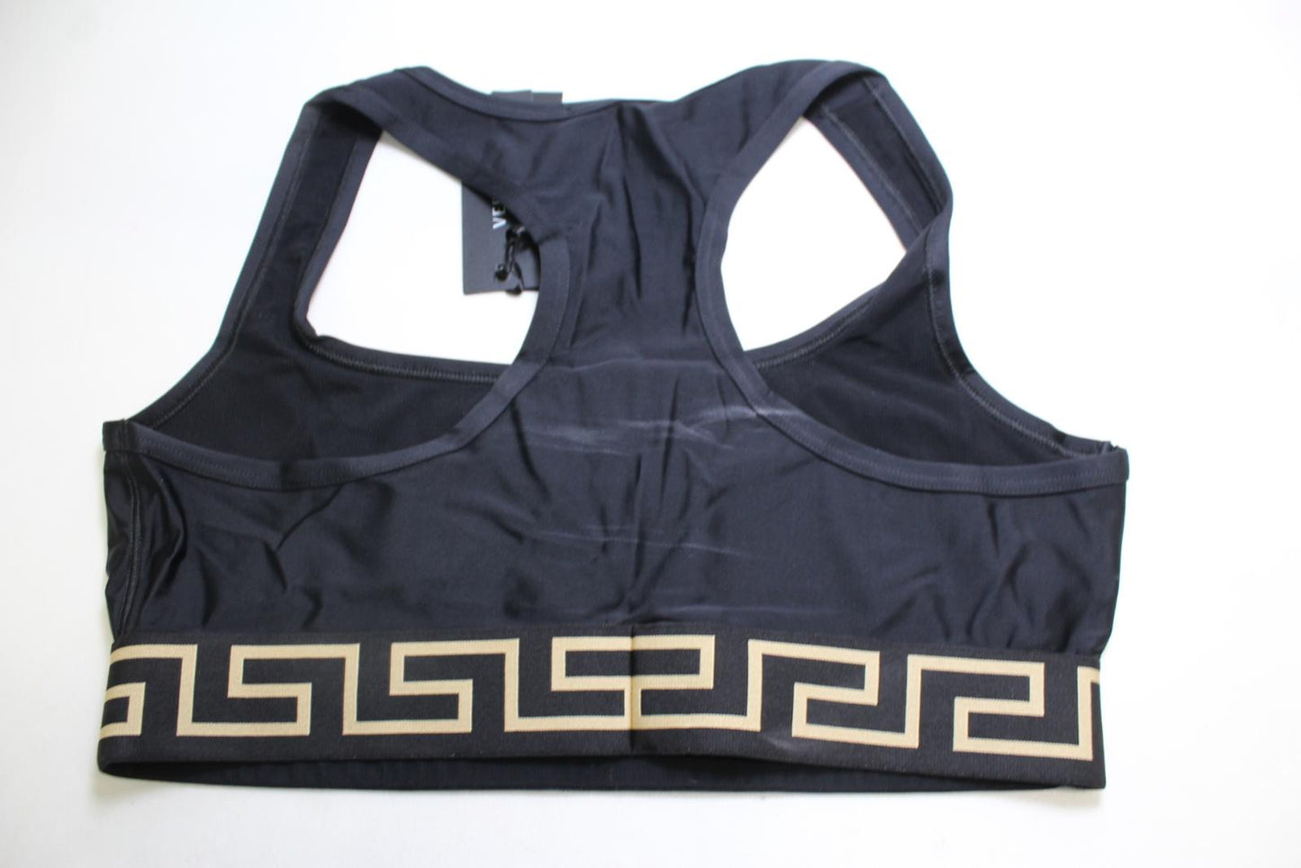 VERSACE Ladies La Greca Black Gold Medusa Racer Back Sports Bra 4/UK38/XL NEW