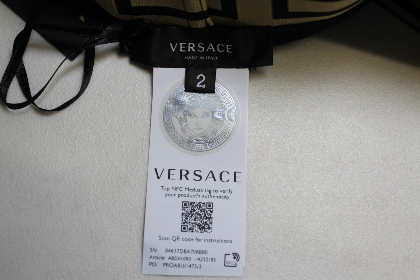 VERSACE Ladies Black Greca Logo Elasticated Waist Bikini Swim Bottoms 2/M NEW