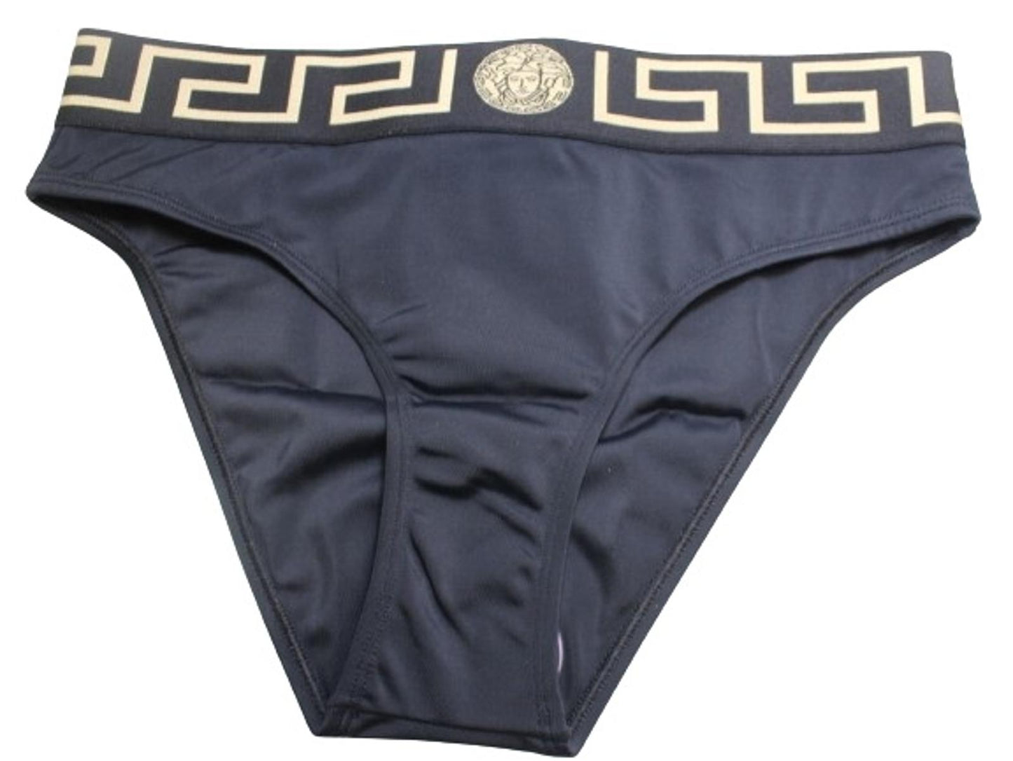 VERSACE Ladies Black Greca Medusa Logo Elasticated Waist Bikini Bottoms 2/M NEW