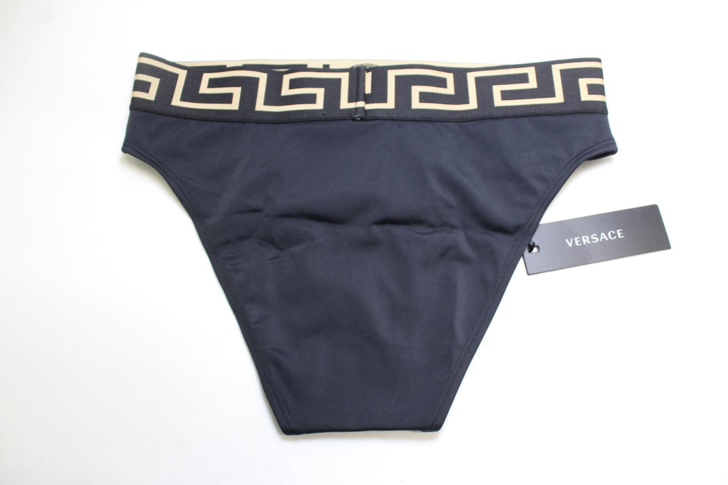 VERSACE Ladies Black Greca Medusa Logo Elasticated Waist Bikini Bottoms 1/S NEW