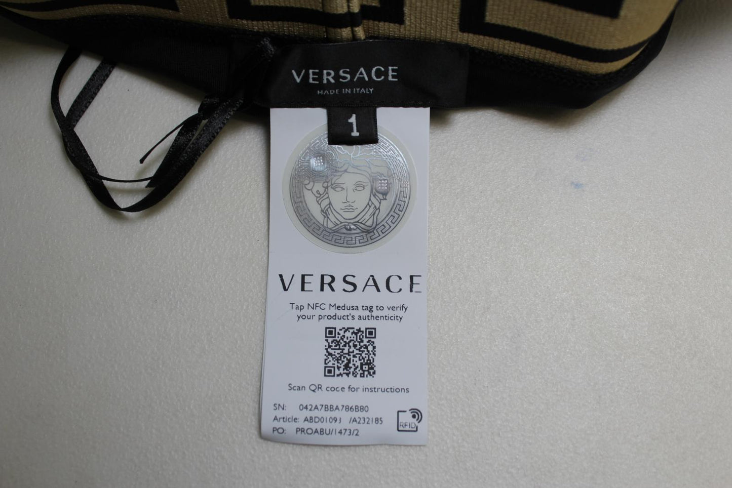 VERSACE Ladies Black Greca Medusa Logo Elasticated Waist Bikini Bottoms 1/S NEW