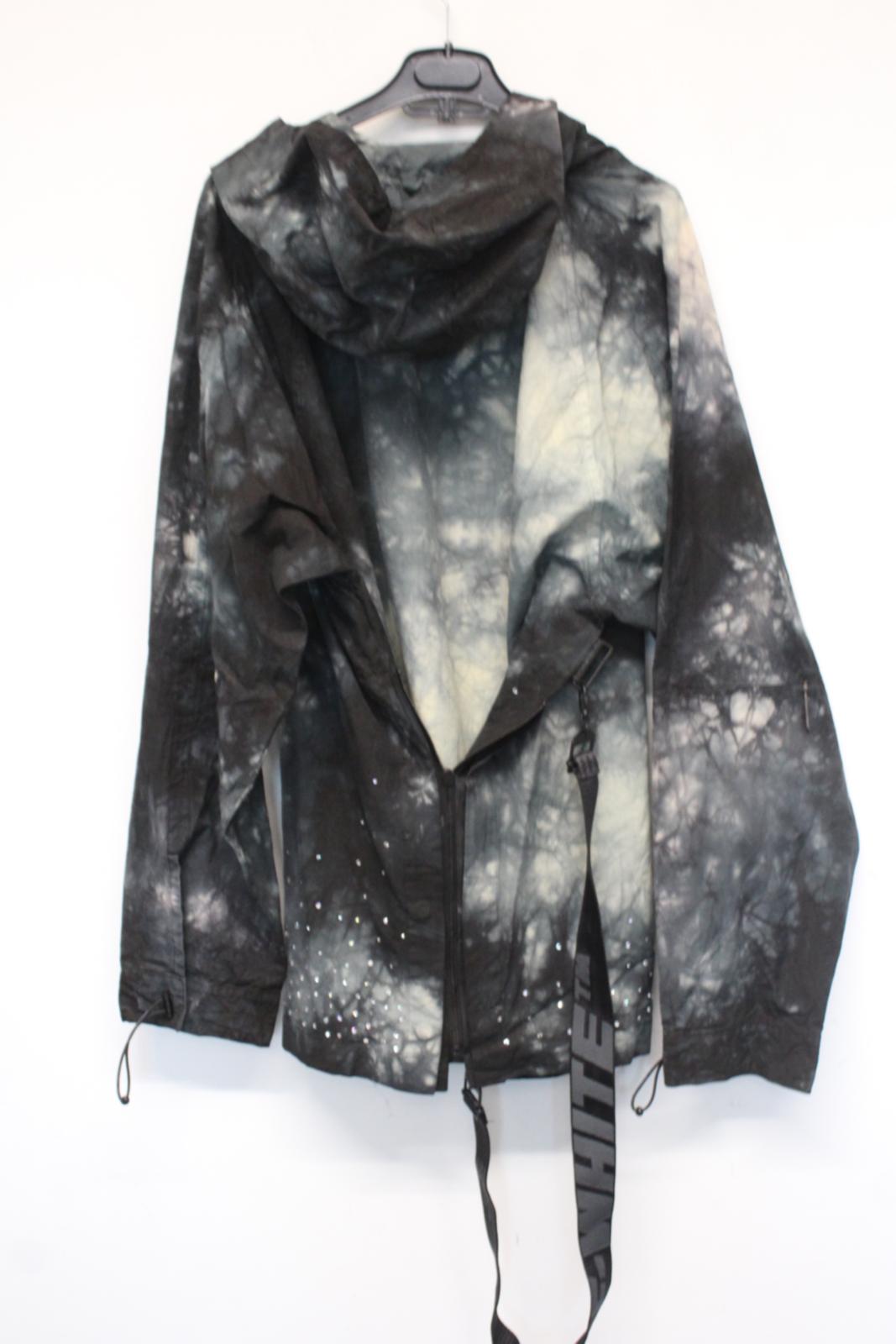 OFF-WHITE Men's Grey Tie Dyed Crystal Embellished Hooded Jacket Bag M NEW