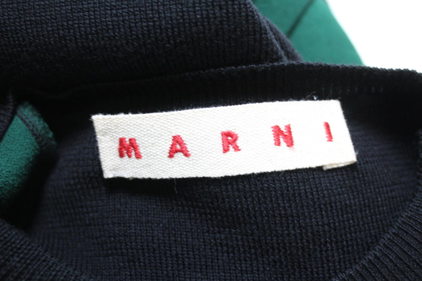 MARNI Ladies Green Black Sleeveless Ruffled Wool Cotton Blend Dress IT40 UK8 NEW