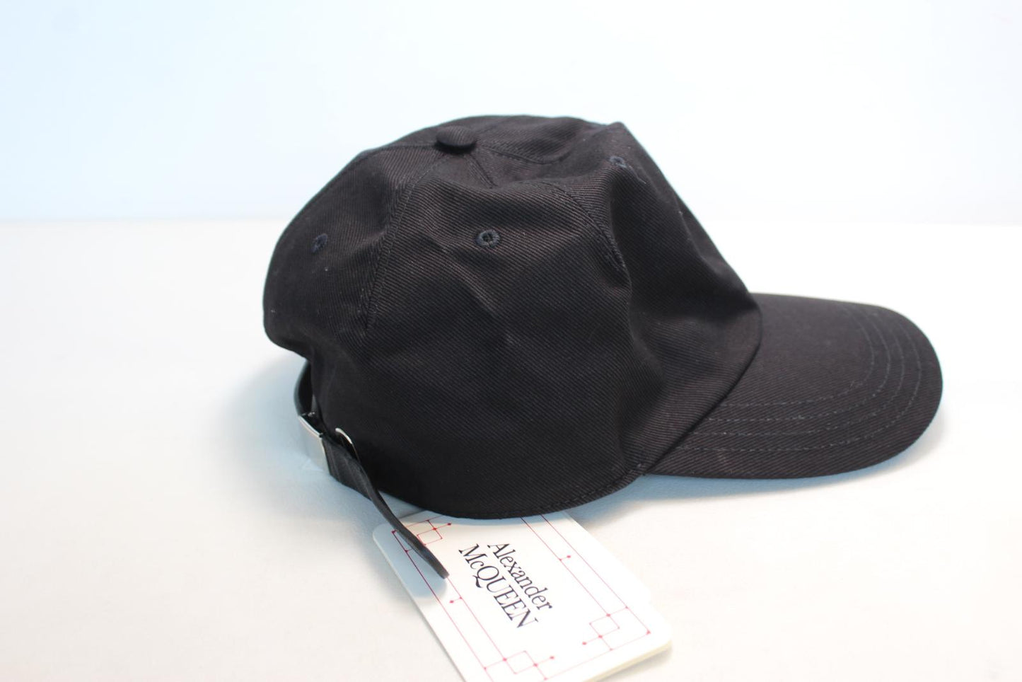 ALEXANDER MCQUEEN Men's Black White Embroidered Logo Oversized Cotton Hat L NEW