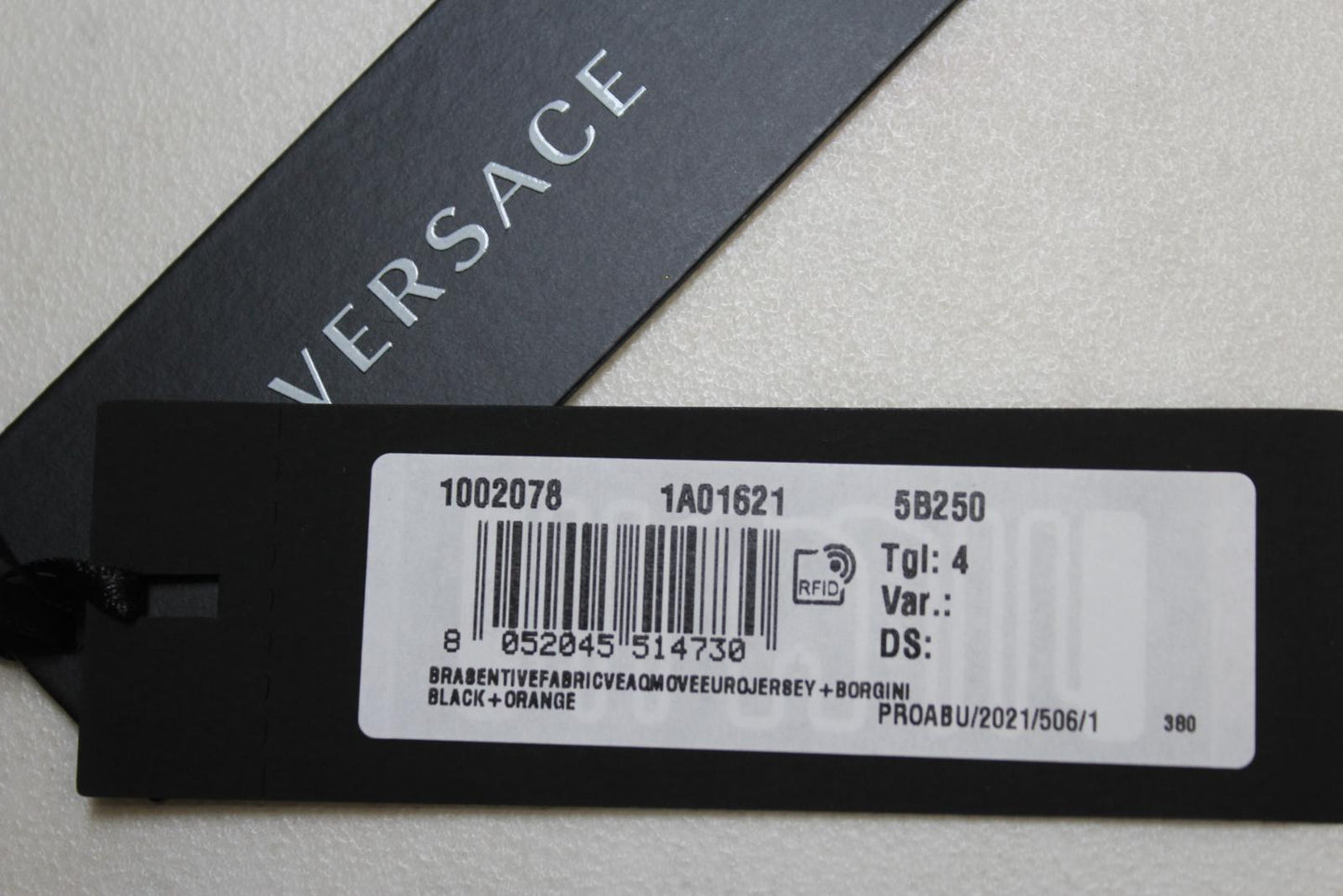 VERSACE Ladies LA Greca Black Orange Monogram Racer Back Sports Bra 4/UK38 NEW
