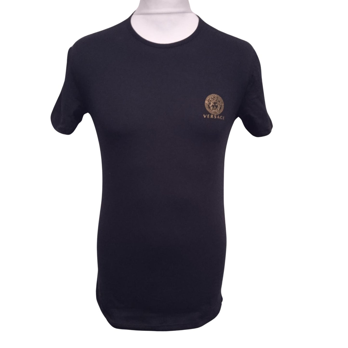 VERSACE Men's Black Cotton Blend Short Sleeve T-Shirt Bi-Pack Size 3/M NEW