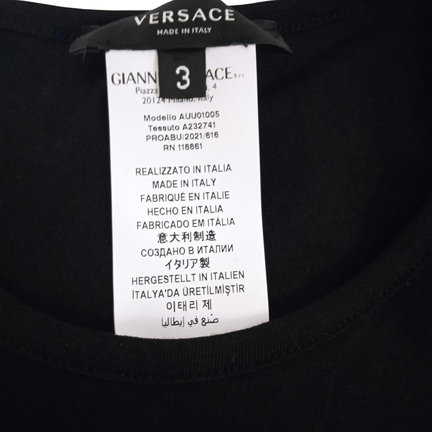 VERSACE Men's Black Cotton Blend Short Sleeve T-Shirt Bi-Pack Size 3/M NEW