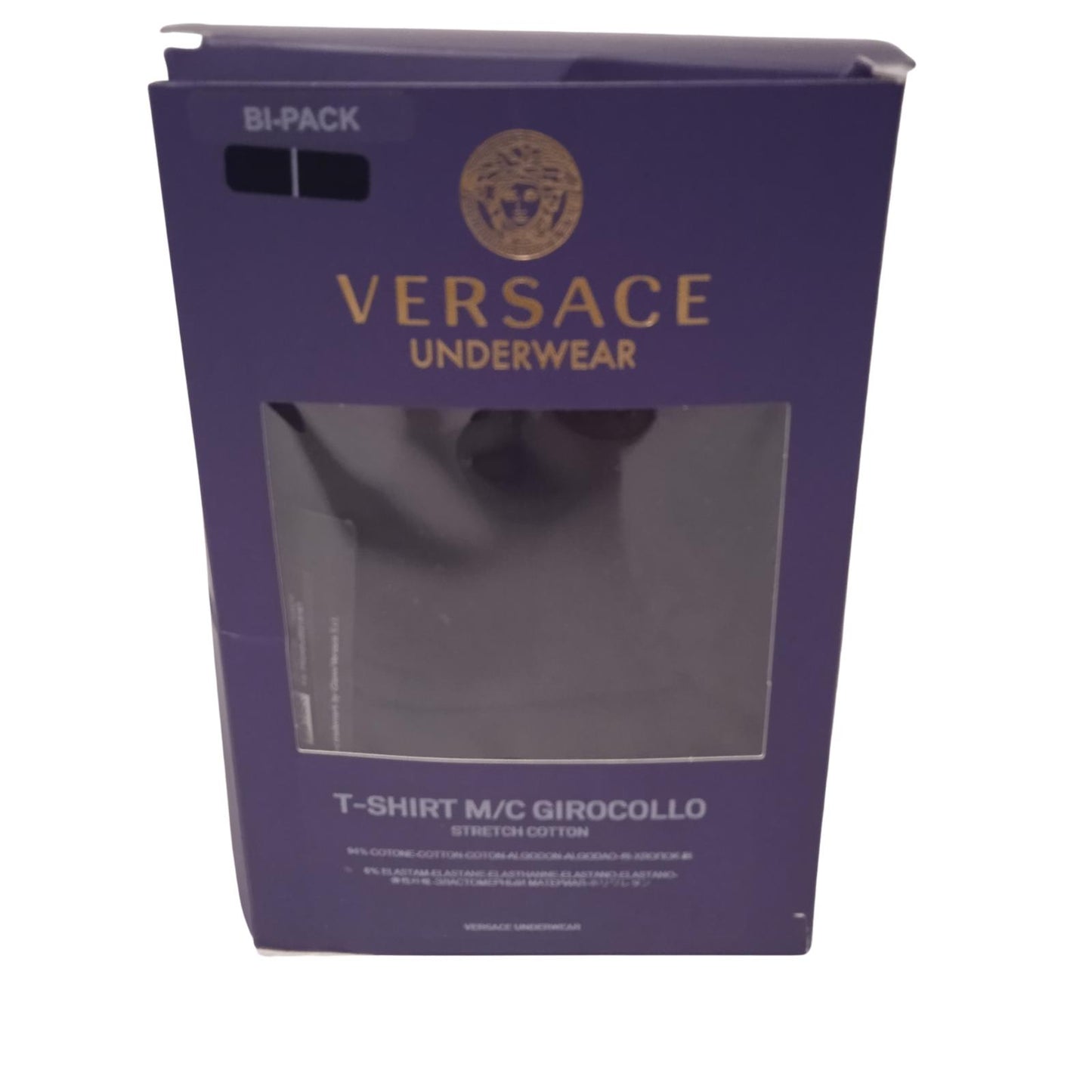 VERSACE Men's Black Cotton Blend Short Sleeve T-Shirt Bi-Pack Size 3/M NEW