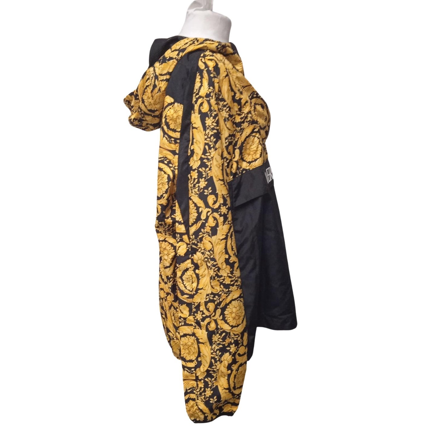 VERSACE Ladies Yellow & Black Barocco Print Half Zip Hooded Jacket Size M NEW