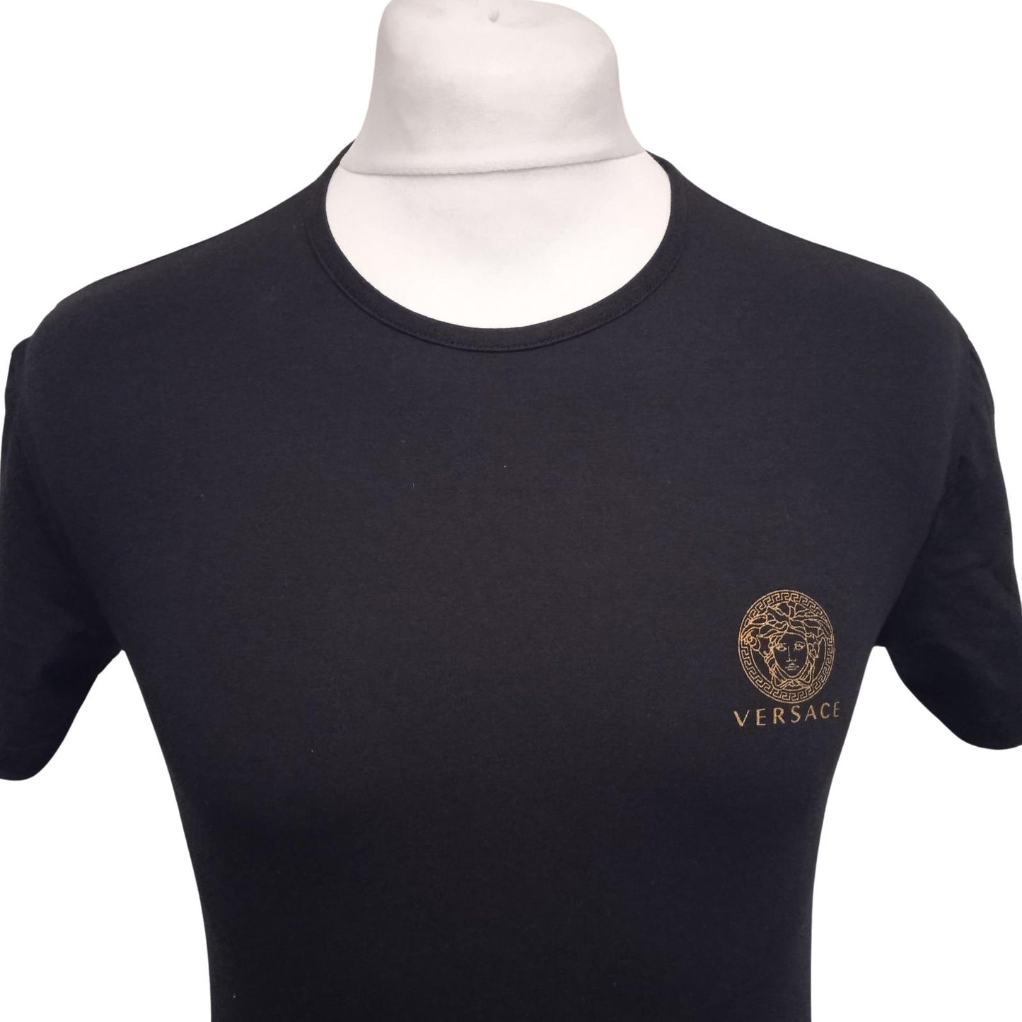 VERSACE Men's Black Cotton Blend Short Sleeve T-Shirt Bi-Pack Size 4/L NEW