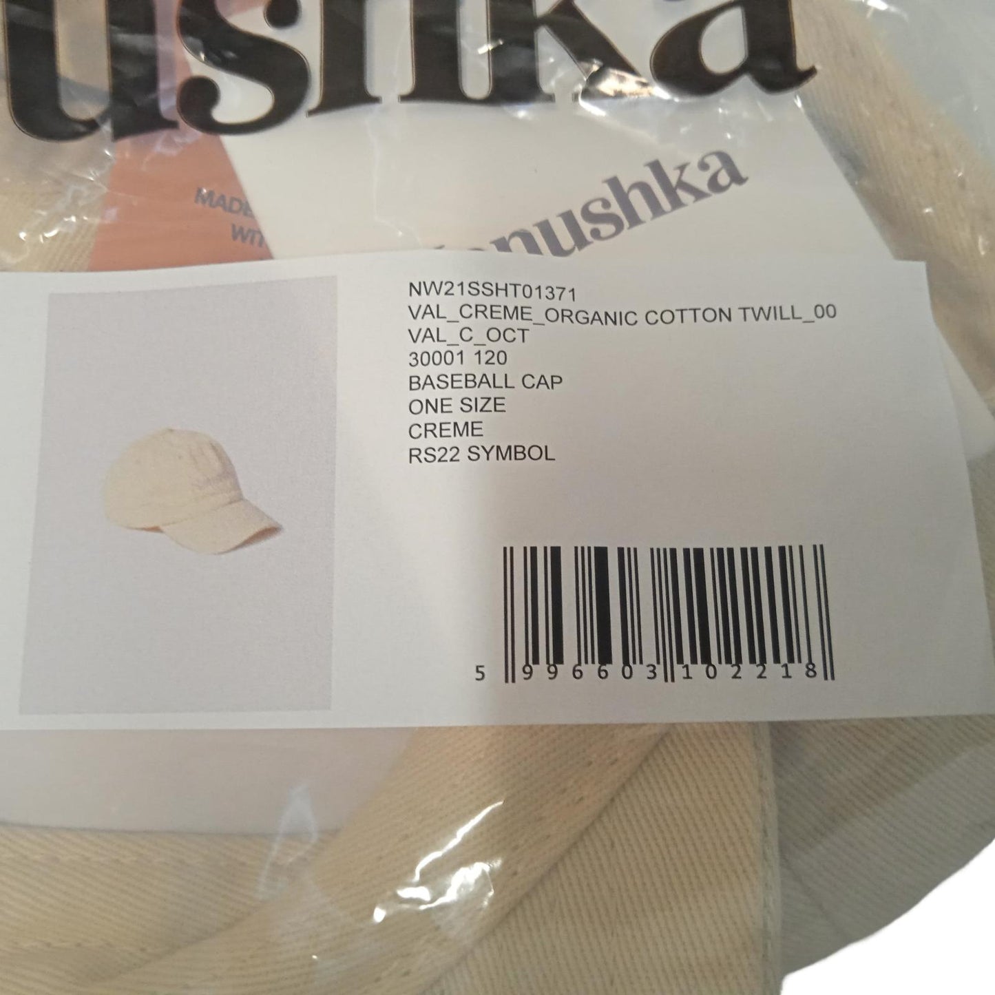 NANUSHKA Men's Beige Organic Cotton Twill Val Adjustable Baseball Cap NEW