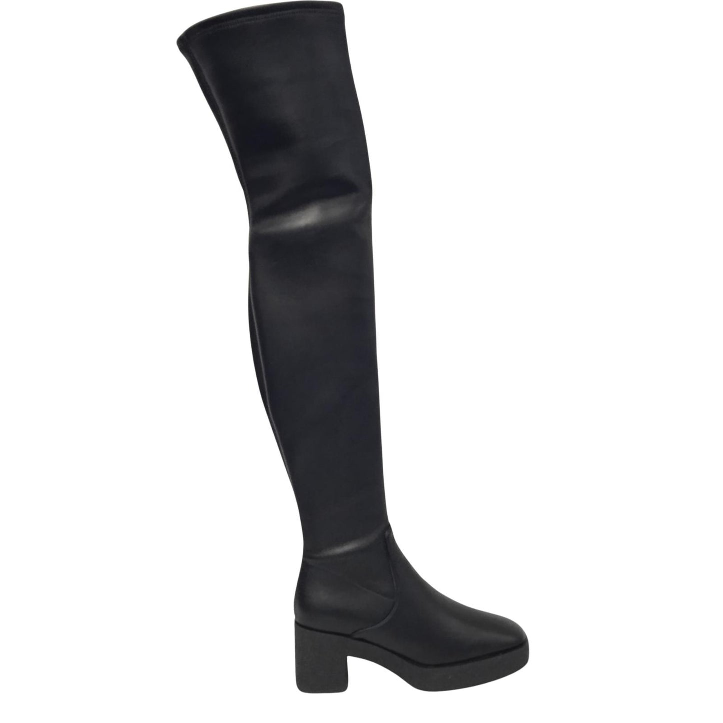 STAUD Ladies Black Faux Leather CY 65mm Thigh High Boots EU37 UK4 RRP455 NEW