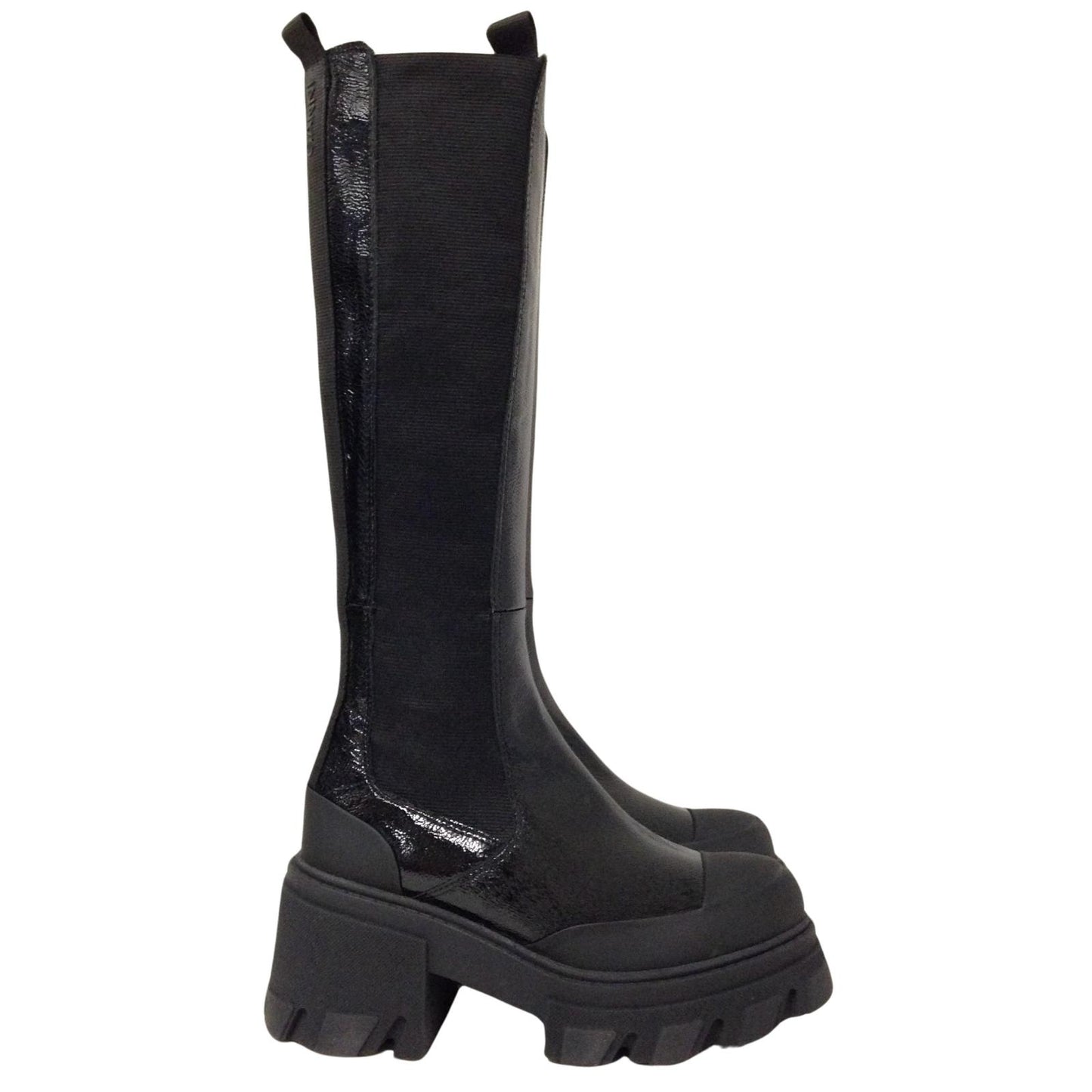GANNI Cleated 80 High Heel Knee High Chelsea Boot Ladies Shoe UK5 NEW RRP 495