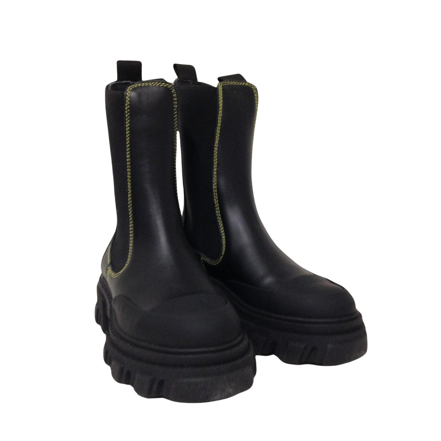 GANNI Leather Black Rubber Chunky Sole Ladies Chelsea Boot Shoe UK3 NEW RRP 335