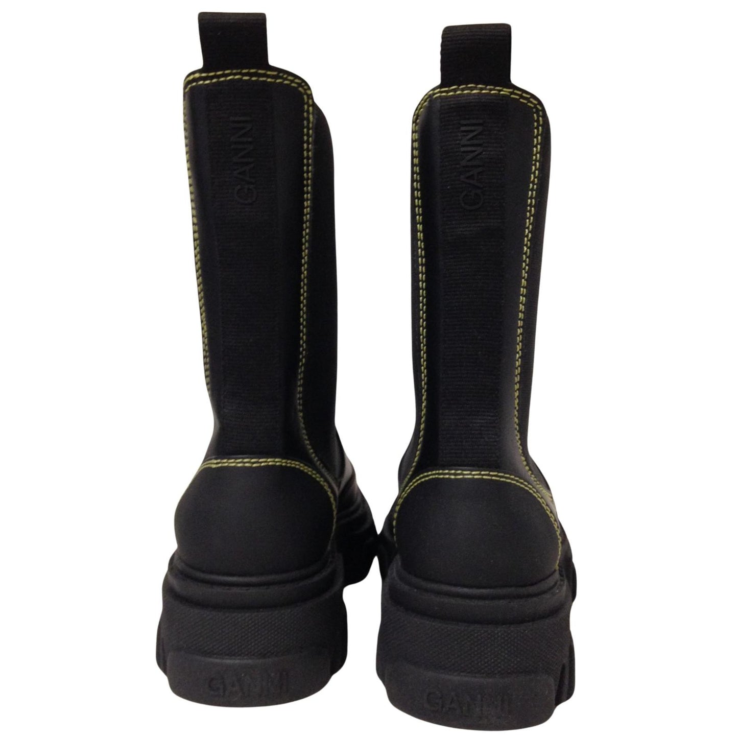 GANNI Leather Black Rubber Chunky Sole Ladies Chelsea Boot Shoe UK6 NEW RRP 335