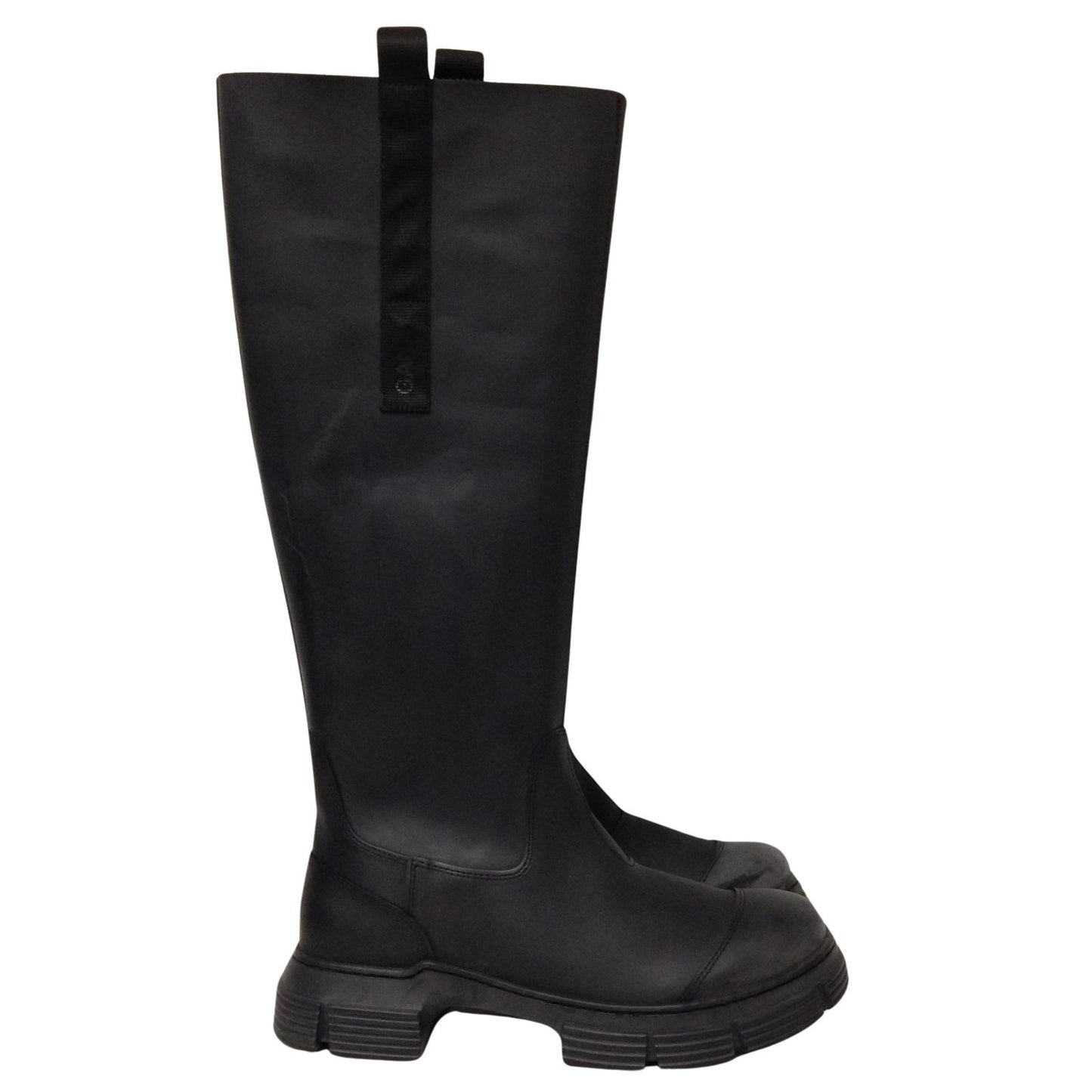 GANNI Flat Round Toe Knee High Wellington Boot Slip On Ladies UK7 NEW RRP 445