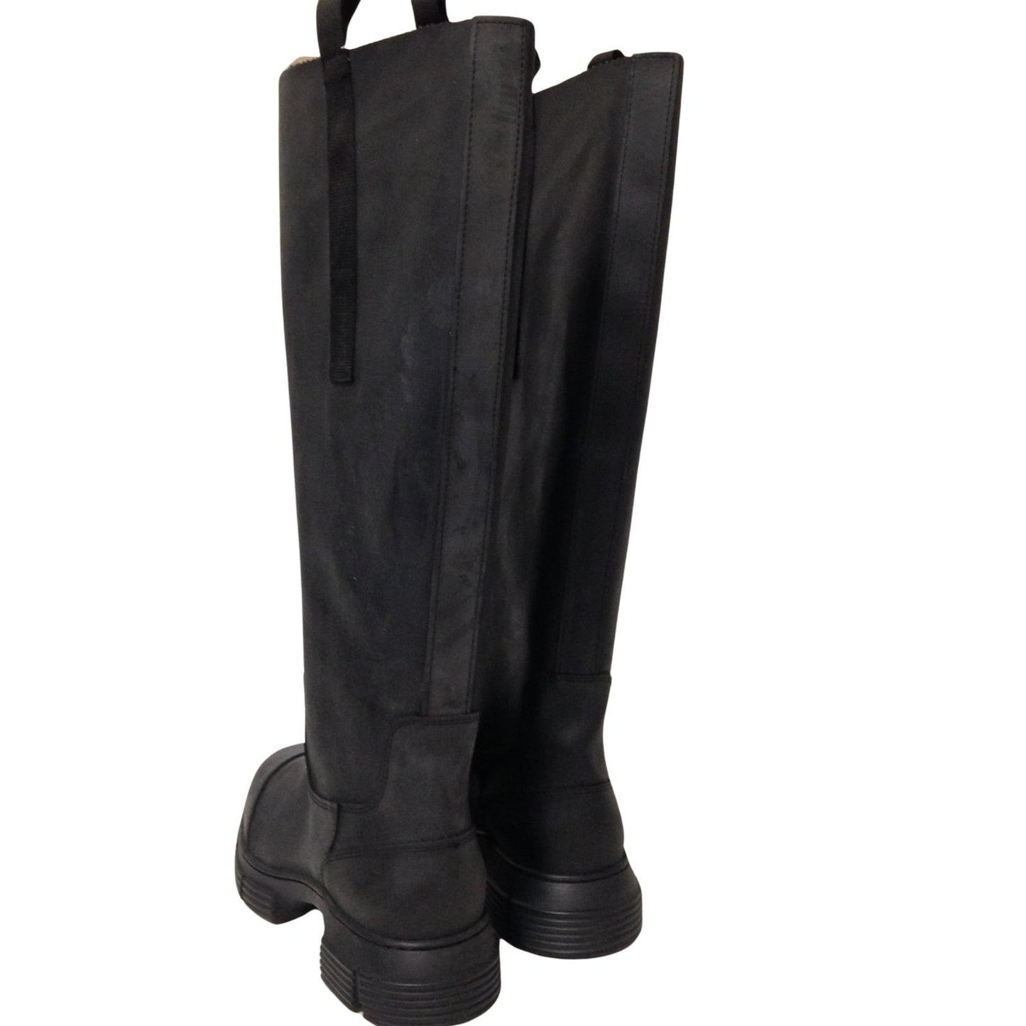 GANNI Flat Round Toe Knee High Wellington Boot Slip On Ladies UK7 NEW RRP 445