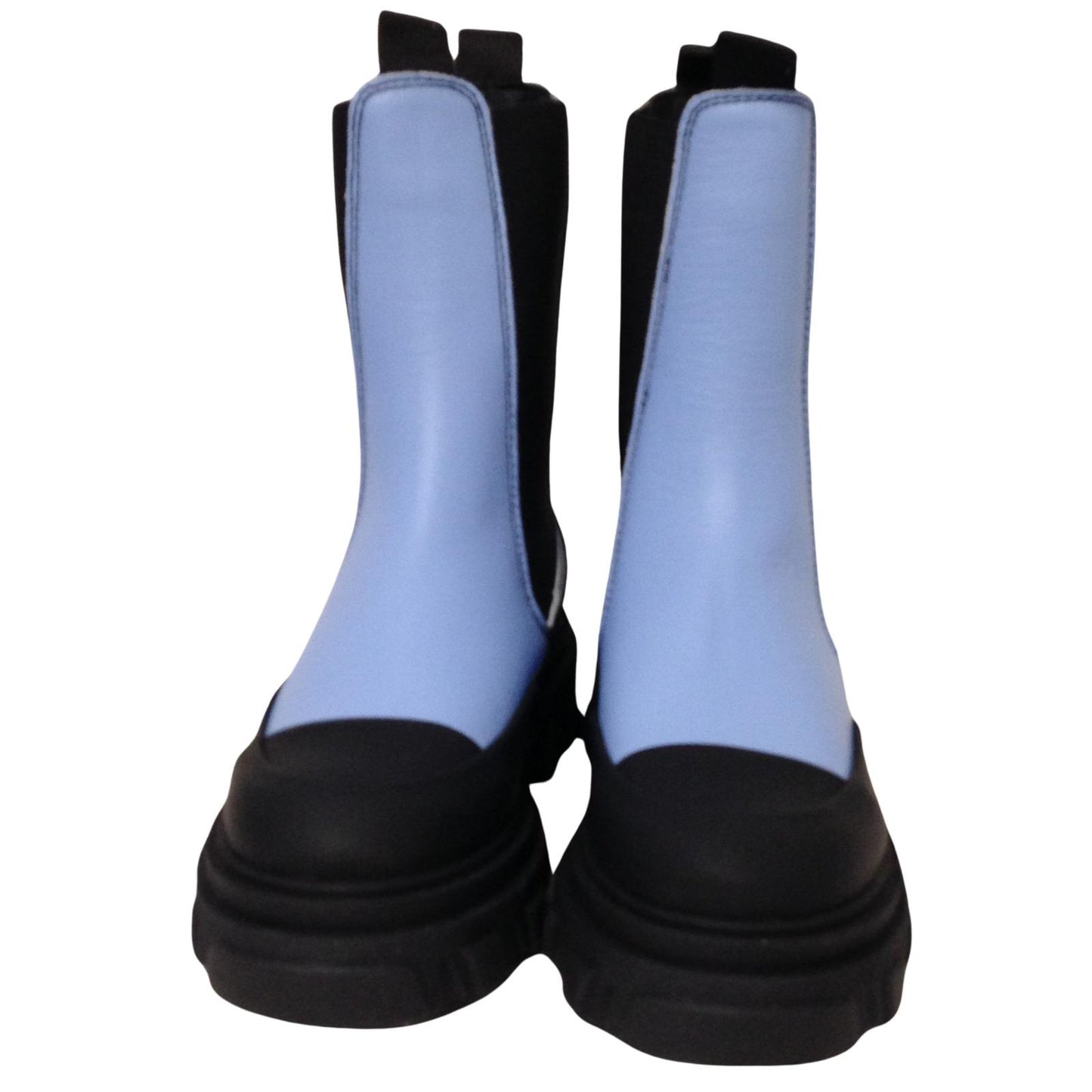 GANNI Flat Boot Ankle Chunky Chelsea Ladies Leather Blue Shoe UK5 NEW RRP 310