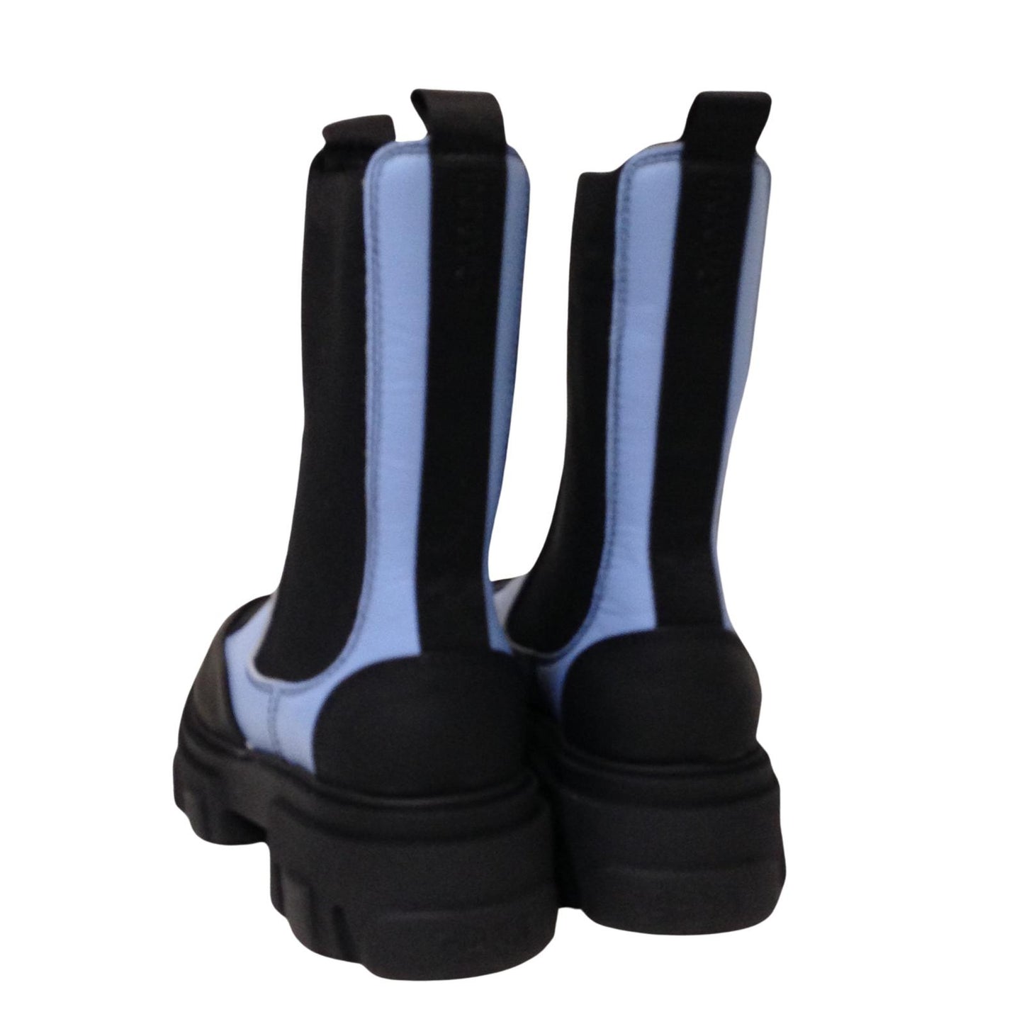 GANNI Flat Boot Ankle Chunky Chelsea Ladies Leather Blue Shoe UK5 NEW RRP 310