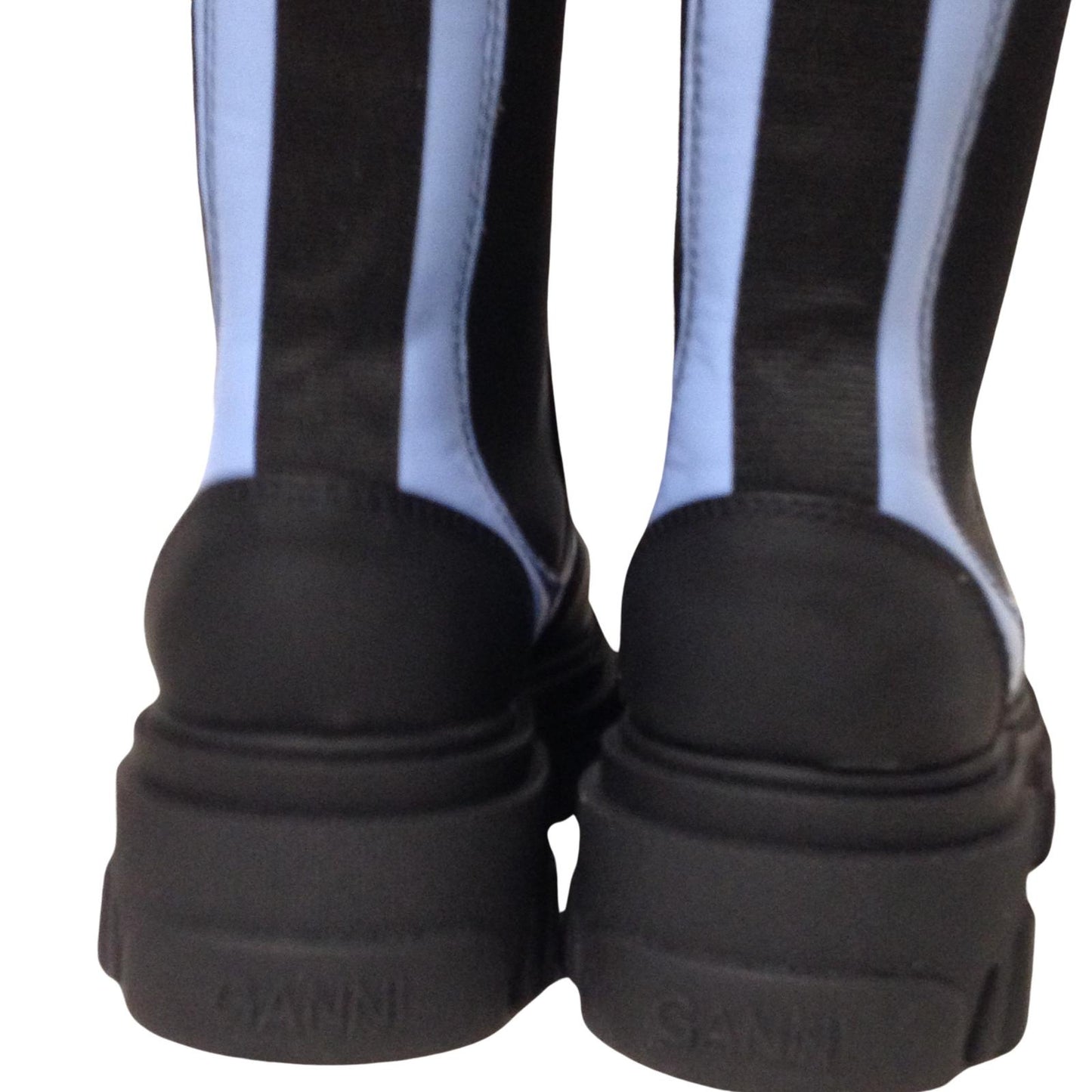 GANNI Flat Boot Ankle Chunky Chelsea Ladies Leather Blue Shoe UK5 NEW RRP 310
