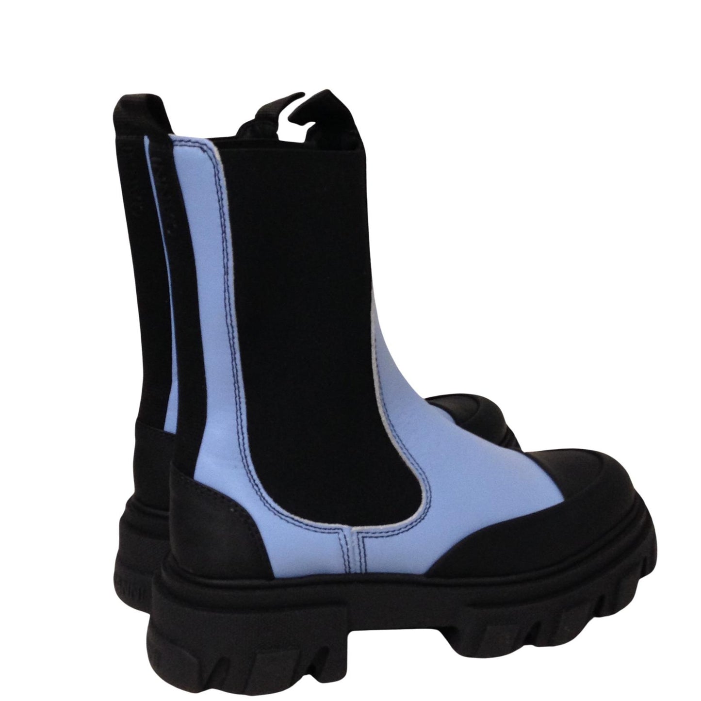 GANNI Flat Boot Ankle Chunky Chelsea Ladies Leather Blue Shoe UK5 NEW RRP 310