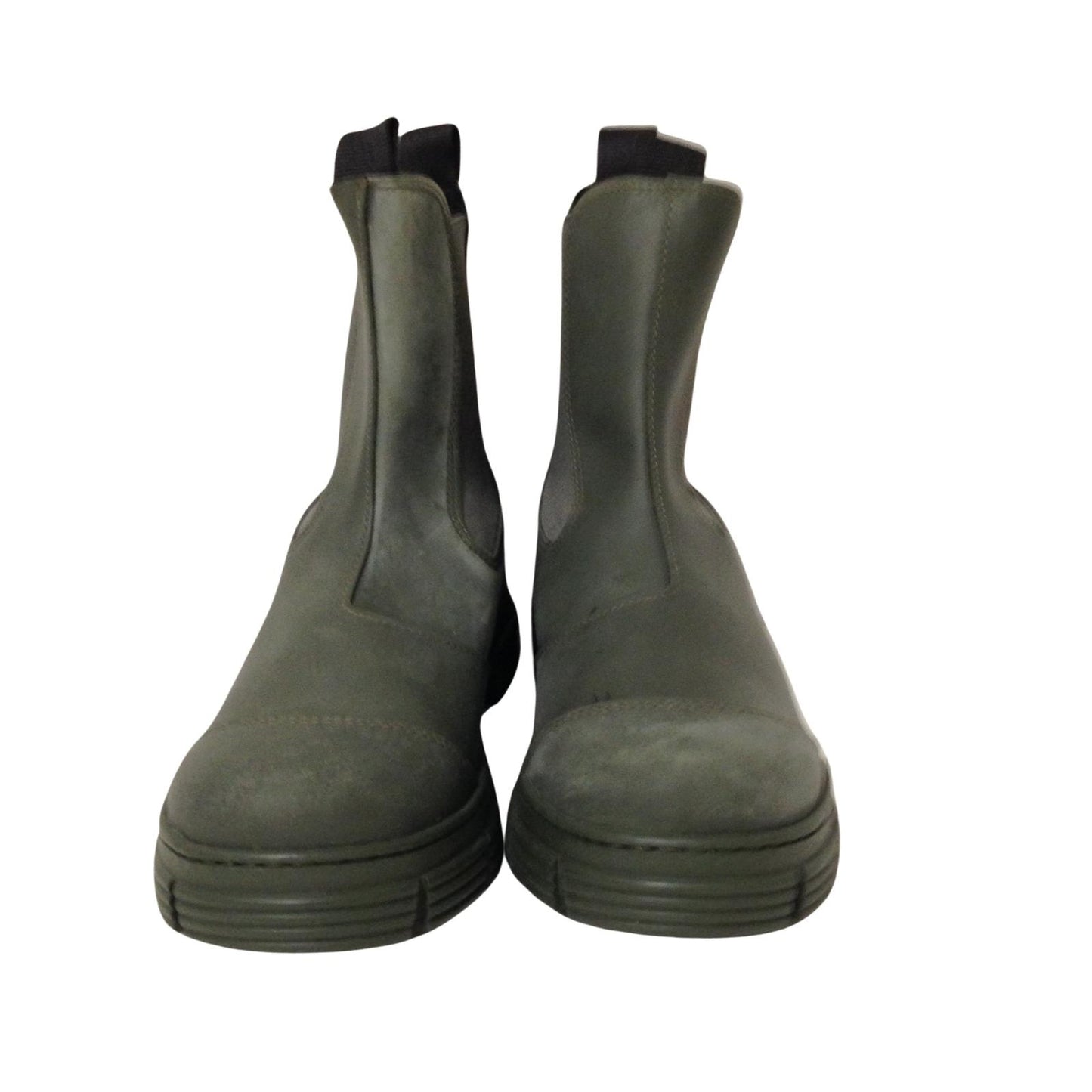 GANNI Flat Boot High Ankle Welly Recycled Green Rubber Ladies UK7 NEW RRP 150