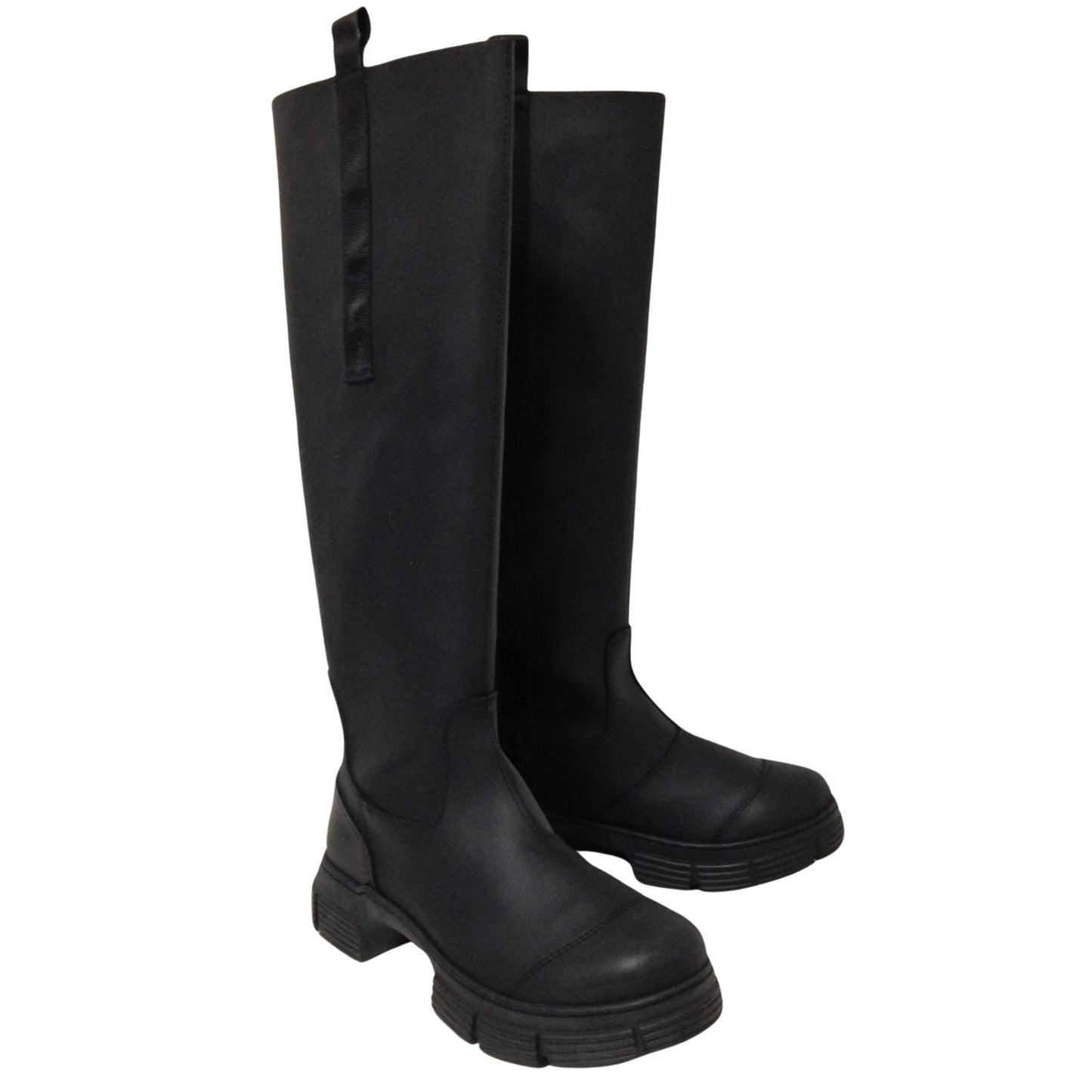 GANNI Recycled Rubber Round Toecap Black Slip On Wellington Boot UK6 NEW RRP 215