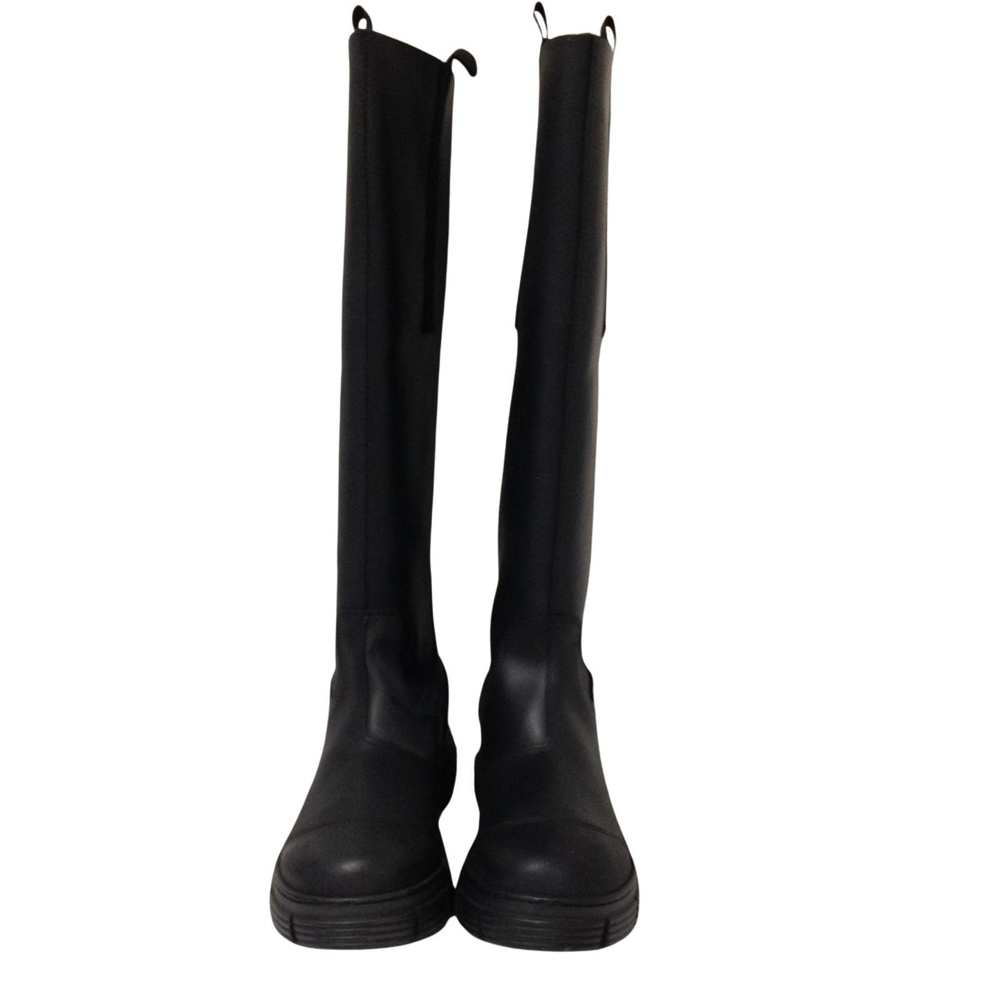 GANNI Recycled Rubber Round Toecap Black Slip On Wellington Boot UK6 NEW RRP 215