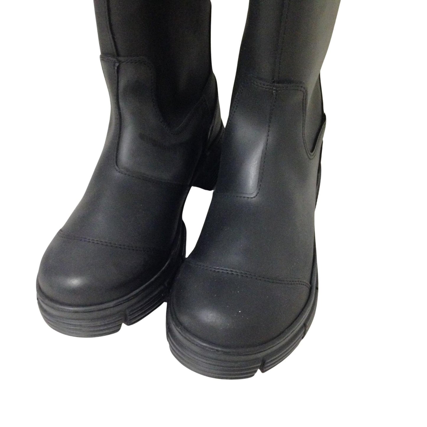 GANNI Recycled Rubber Round Toecap Black Slip On Wellington Boot UK6 NEW RRP 215