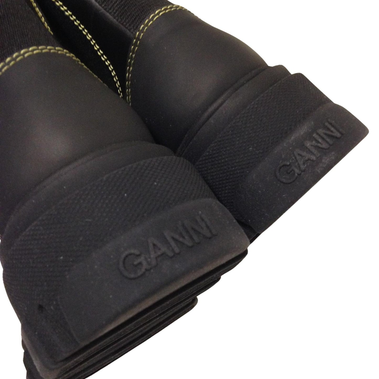 GANNI Mid Chelsea Boot Leather Yellow Stitching Ladies Shoe UK4 NEW RRP 355