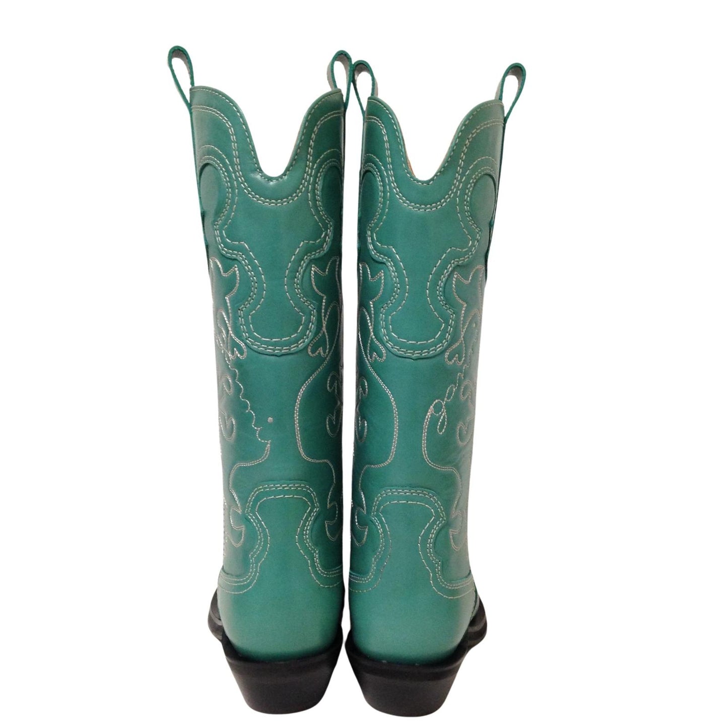 GANNI Mid Shaft Embroidered Western Cowboy Boot Ladies Green UK5 NEW RRP 525
