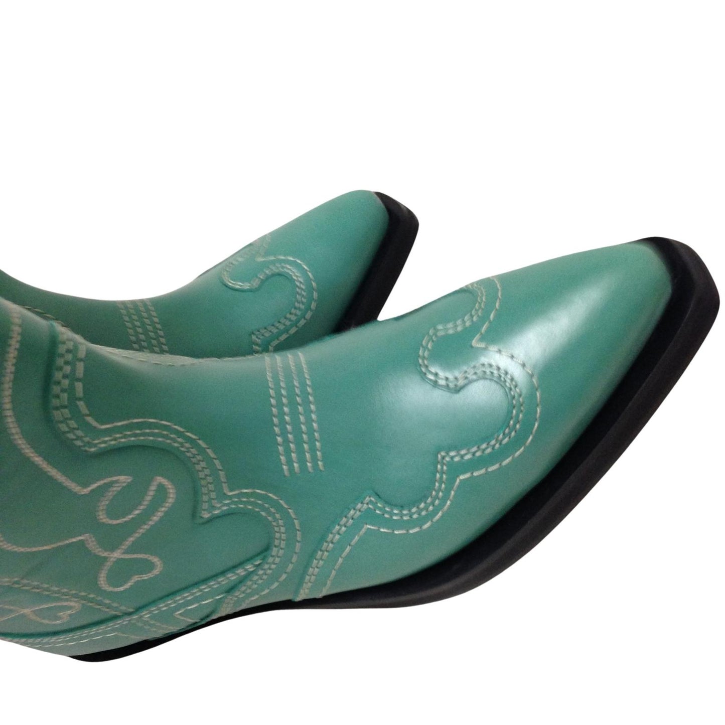 GANNI Mid Shaft Embroidered Western Cowboy Boot Ladies Green UK5 NEW RRP 525