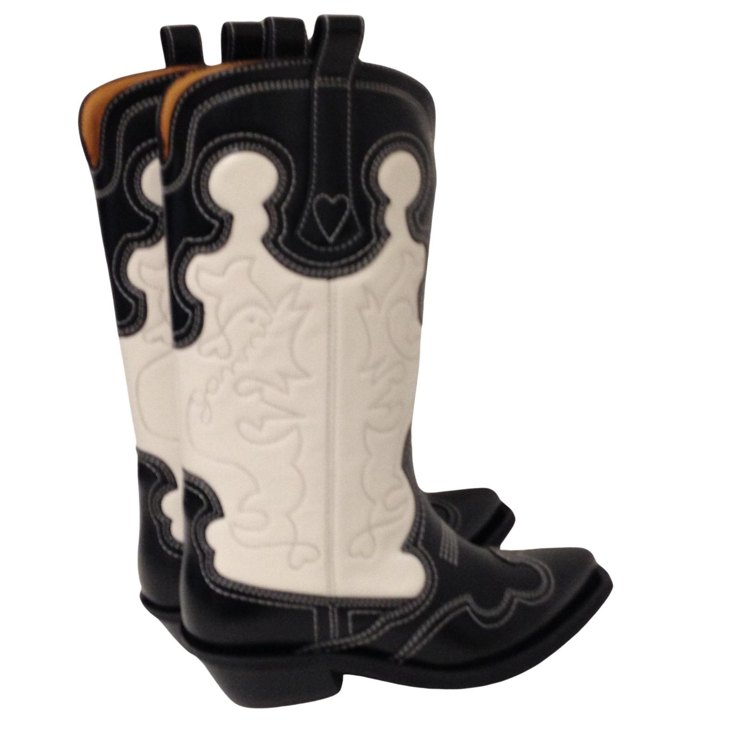 GANNI Mid Embroidered Black White Western Cowboy Boot Ladies UK7 NEW RRP 525