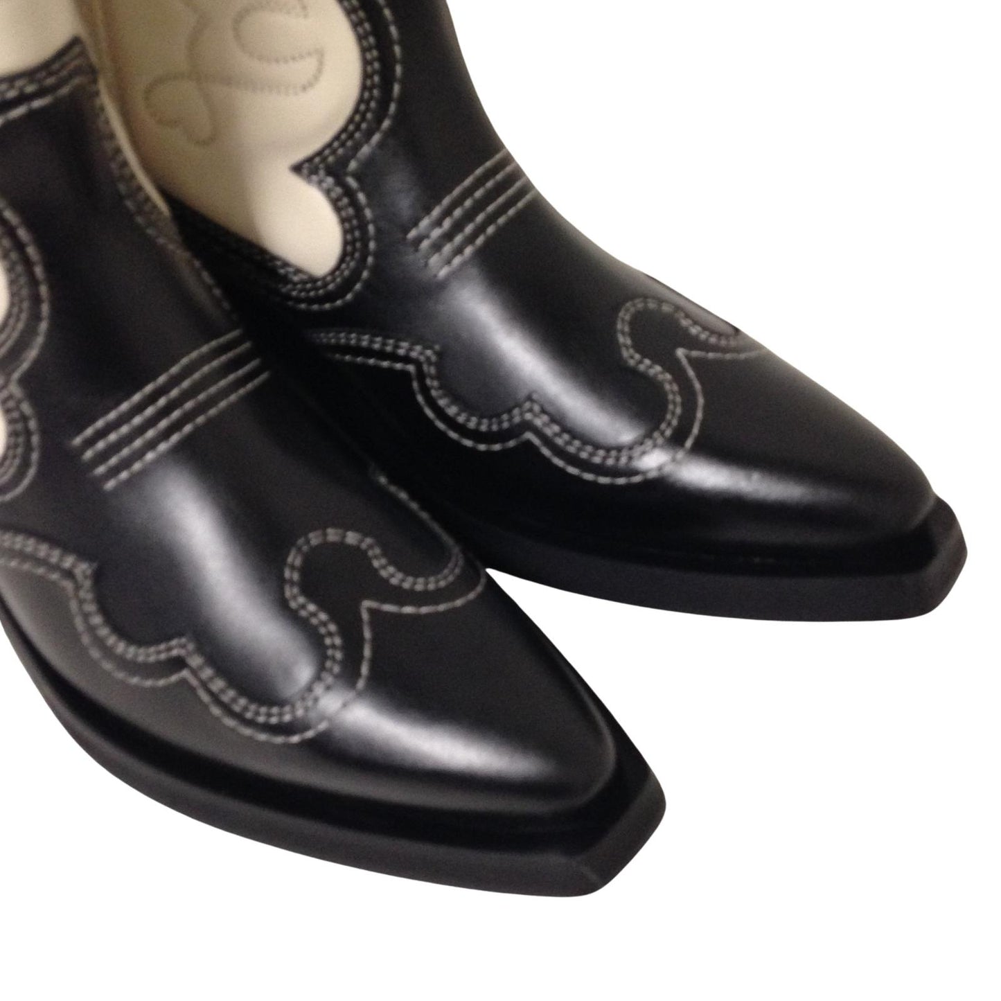 GANNI Mid Embroidered Black White Western Cowboy Boot Ladies UK7 NEW RRP 525