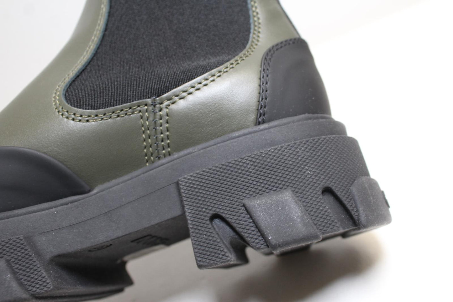 GANNI Ladies Kalamata Green Black Leather Mid Chelsea Boots EU37 UK4 NEW RRP345