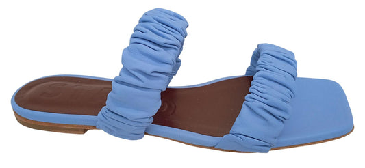 STAUD Maya Shoes Ruched Leather Sandals Azure Blue EU40 UK7 NEW RRP215