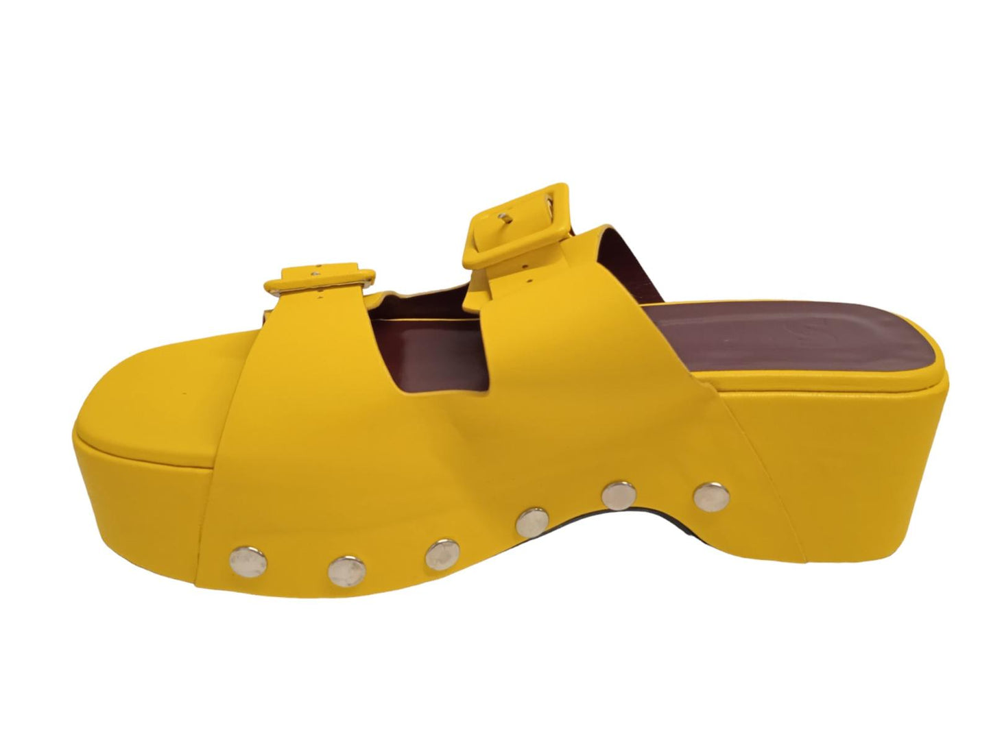 STAUD Remi 60 Platform Shoes Leather Sandals Yellow EU40 UK7 NEW RRP350